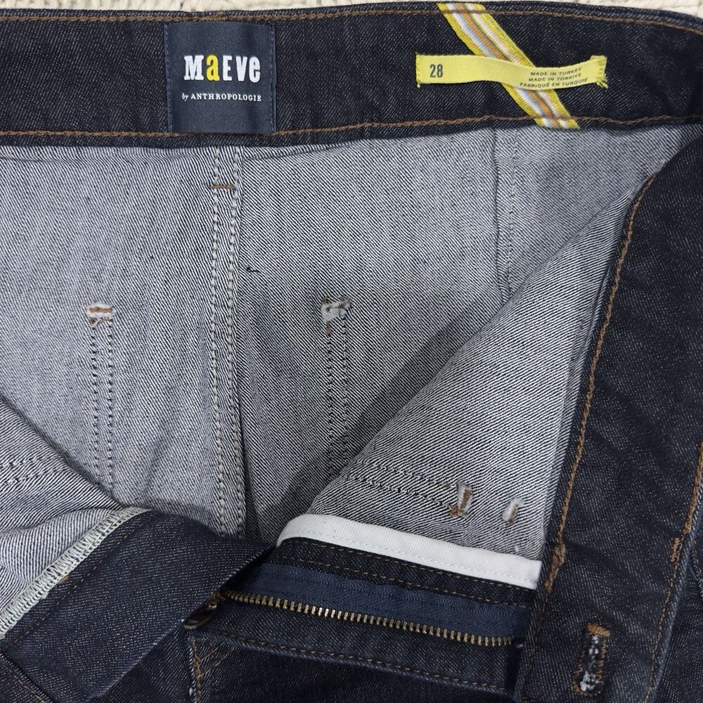 Maeve Anthropologie High Rise Flare Jeans Dark Wash Front Patch Pocket Sz 28 - Picture 5 of 9